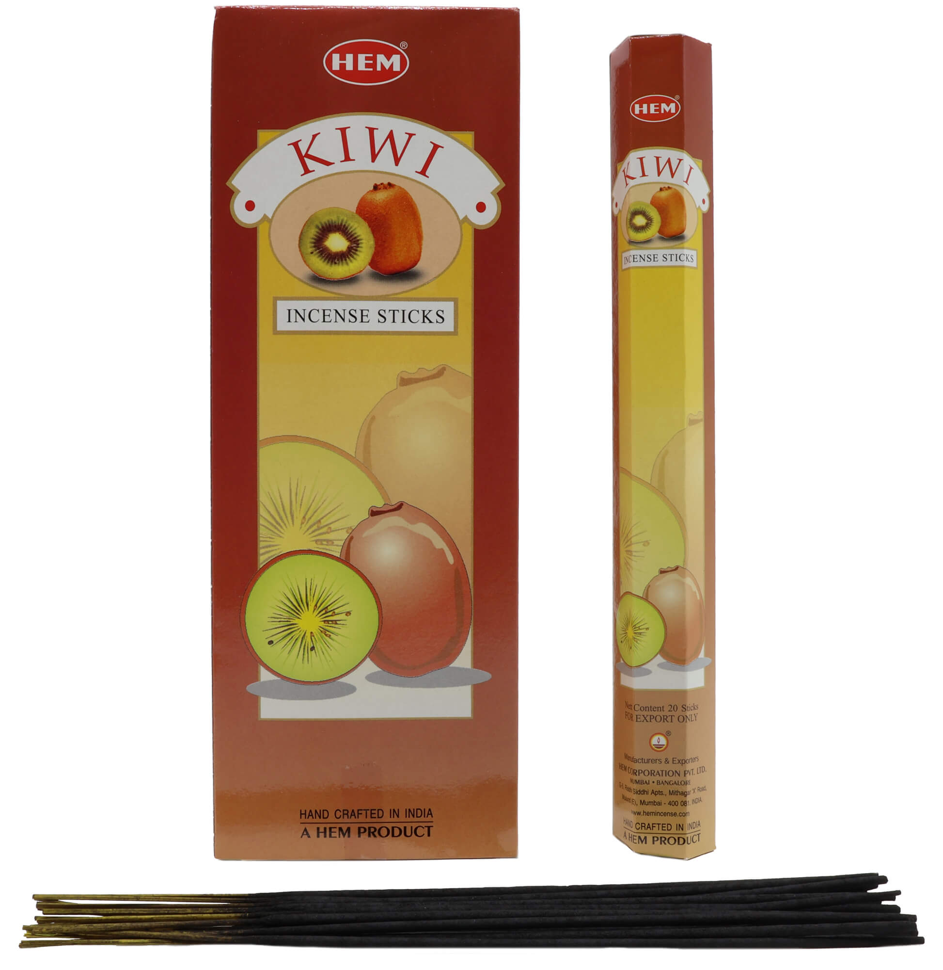 Encens HEM Kiwi - Boîte de 6 Paquets de 20g