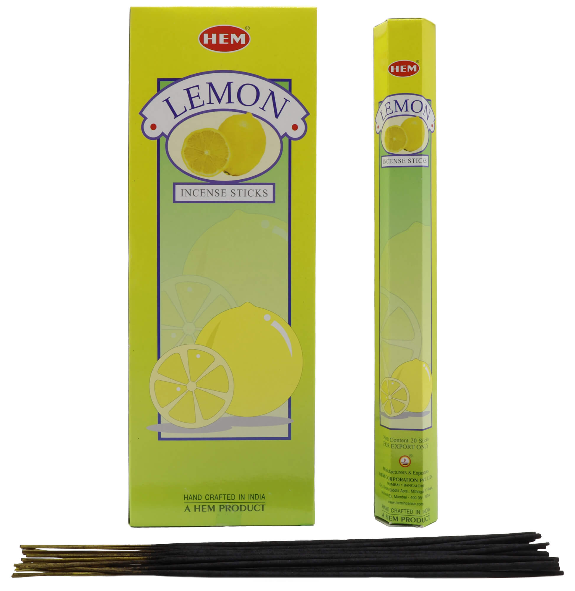 Encens HEM Citron - Boîte de 6 Paquets de 20g