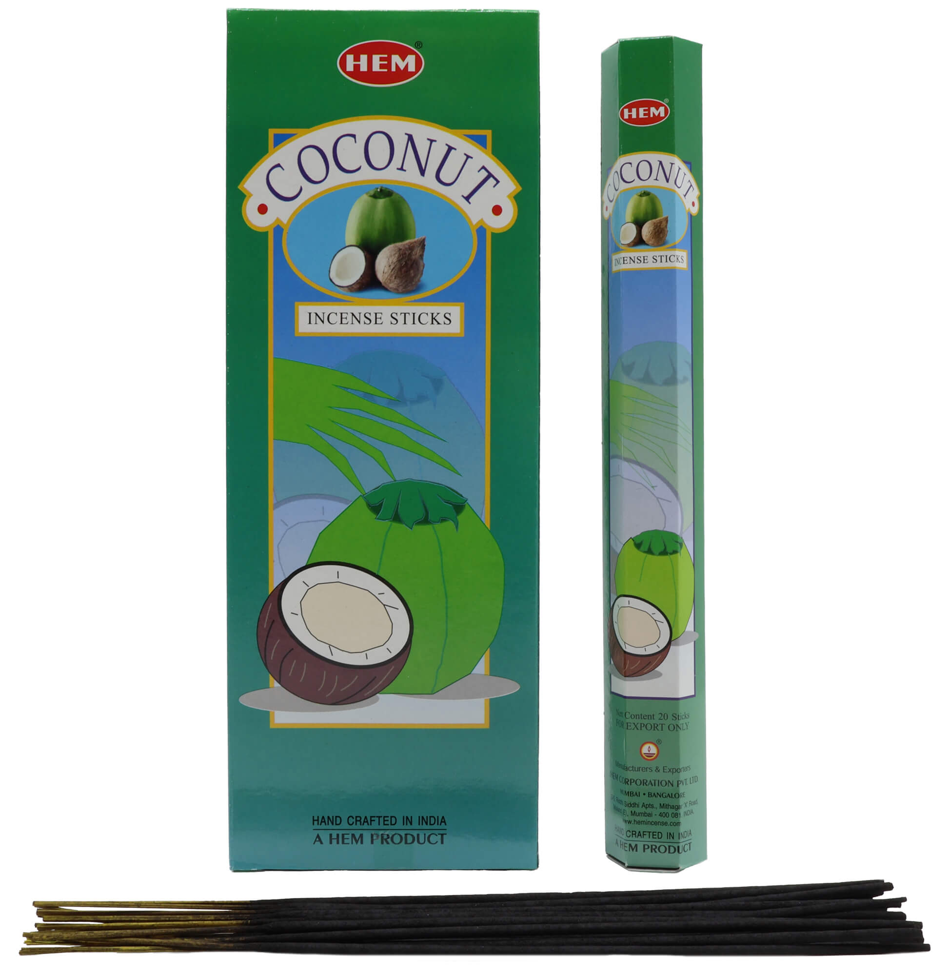 Encens HEM Noix de Coco boîte de 6 paquets de 20g