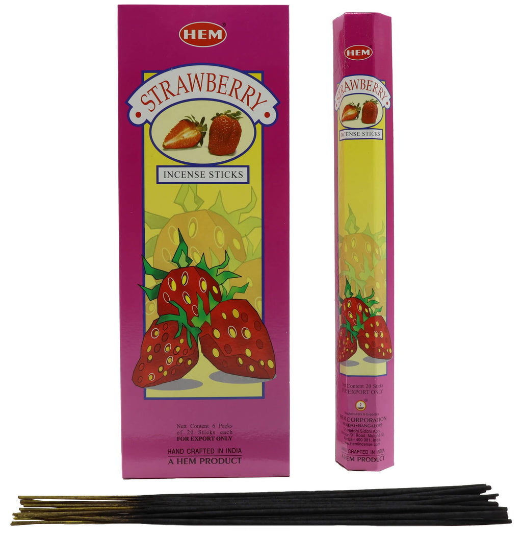 Encens HEM Fraise - Boîte de 6 Paquets de 20g
