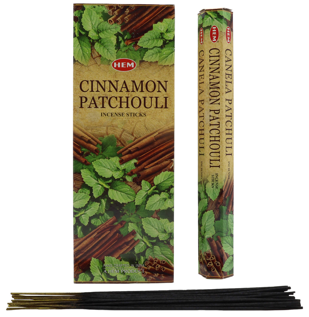 Encens HEM Patchouli Cannelle - Boîte de 6 Paquets de 20g