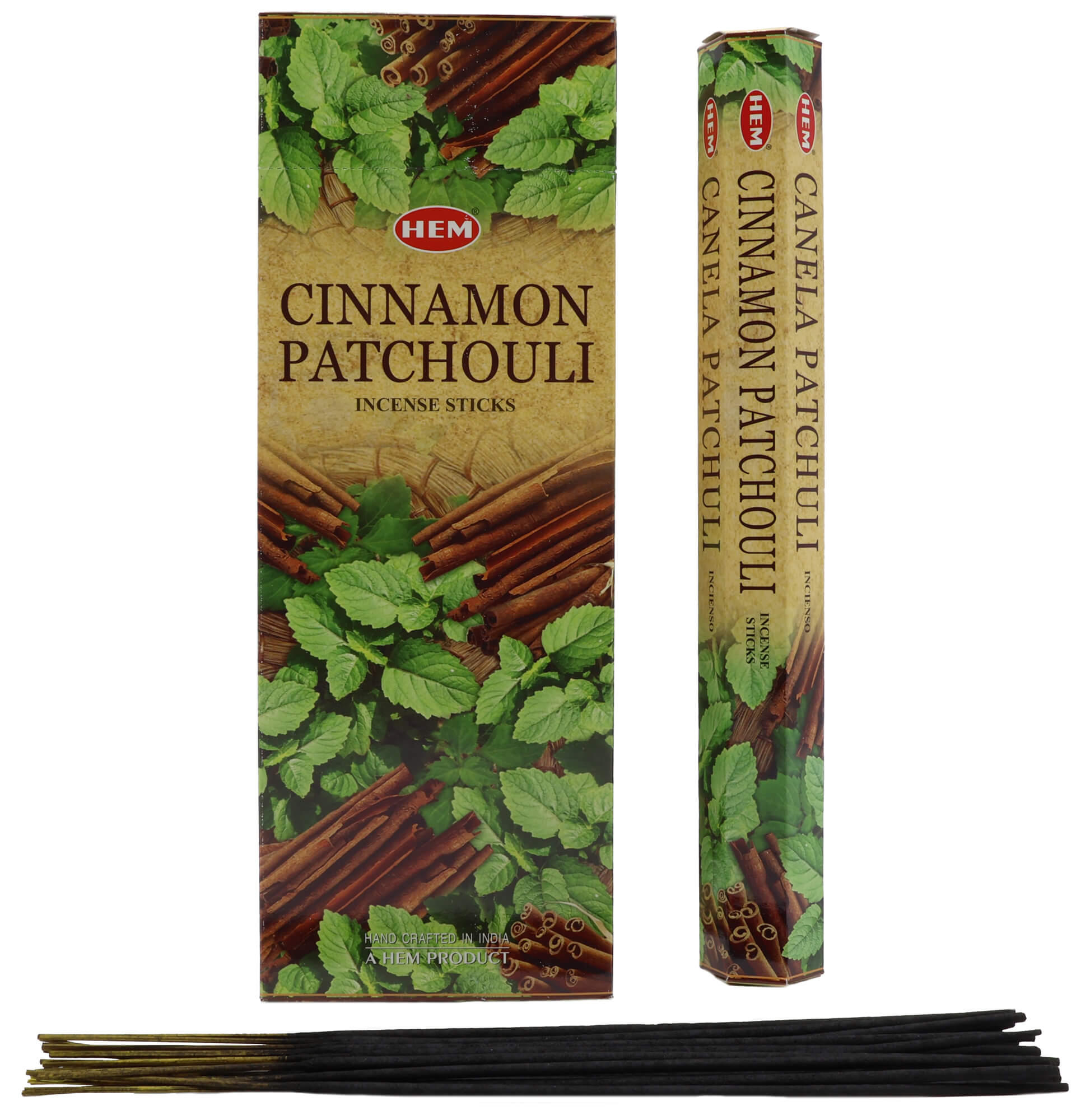 Encens HEM Patchouli Cannelle - Boîte de 6 Paquets de 20g