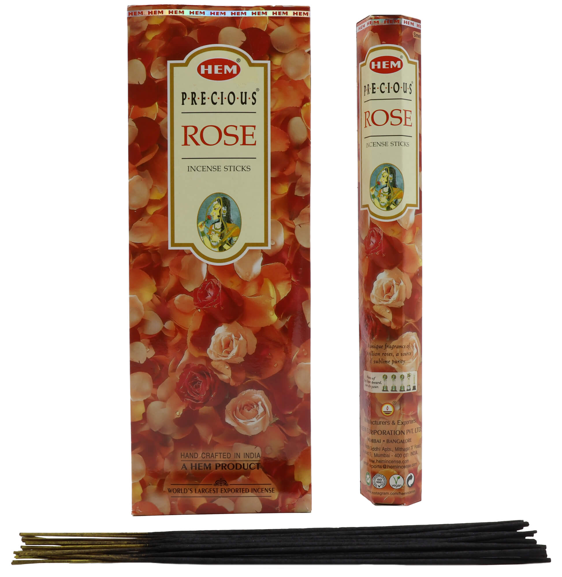 Encens HEM Precious Rose - Boîte de 6 Paquets de 20g