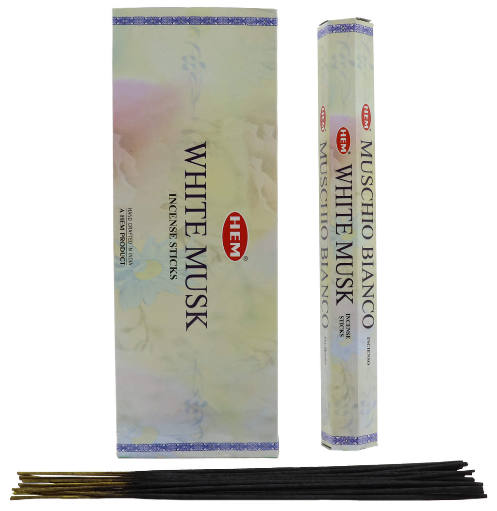 Encens HEM Musc Blanc - Boîte de 6 Paquets de 20g