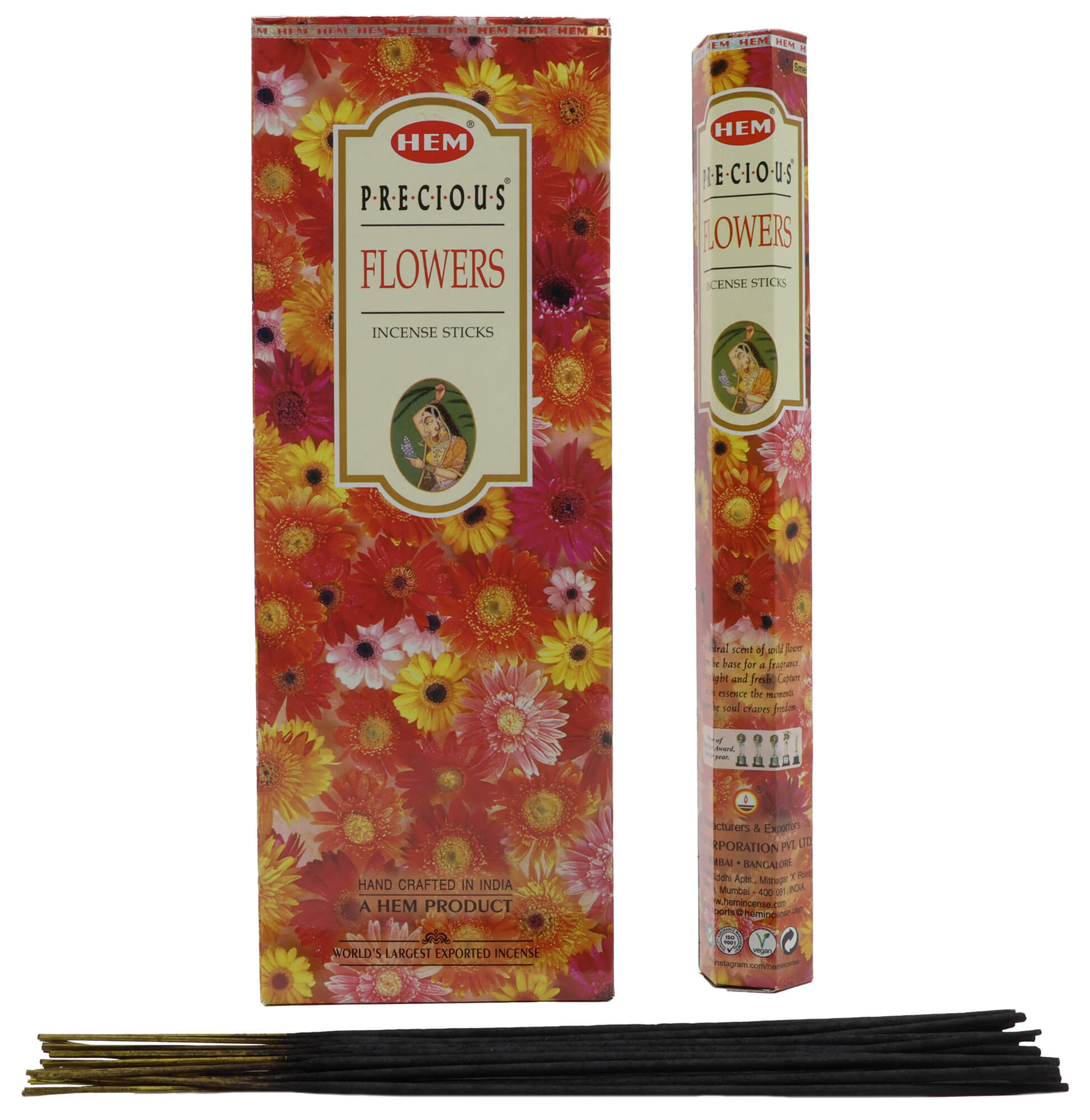 Encens HEM Precious Flowers - Boîte de 6 Paquets de 20g