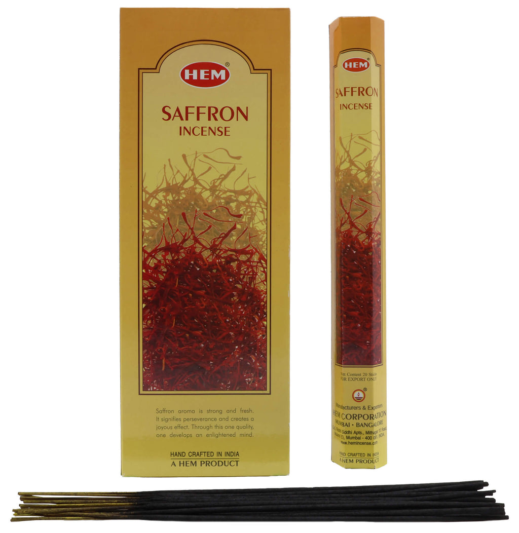Encens HEM Safran - Boîte de 6 Paquets de 20g