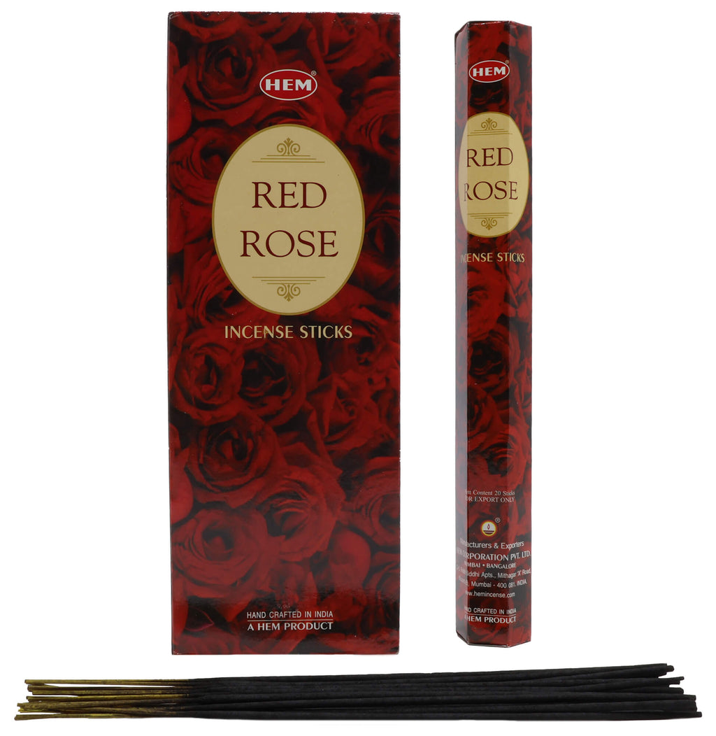 Encens HEM Rose Rouge - Boîte de 6 Paquets de 20g
