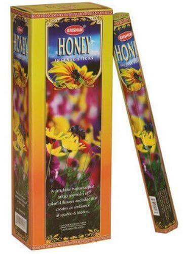 Encens Krishan Miel - Boîte de 6 paquets de 20g