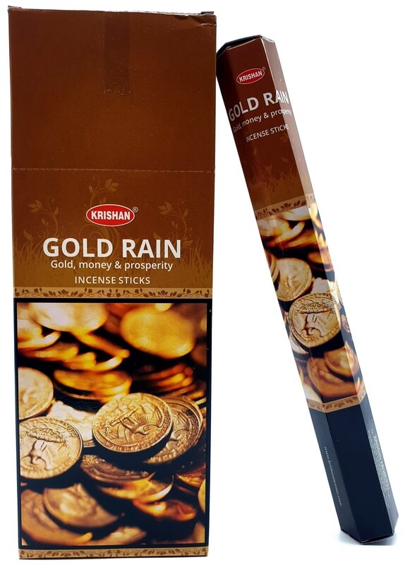 Encens Krishan Gold Rain - Boîte de 6 paquets de 20g