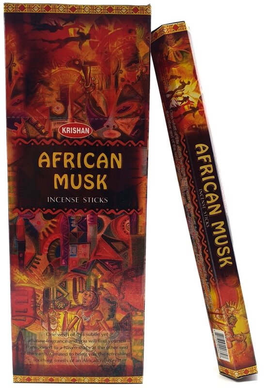 Encens Krishan Musc Africain - Boîte de 6 paquets de 20g