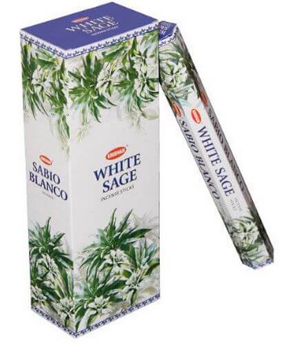 Encens Krishan Sauge Blanche - Boîte de 6 paquets de 20g