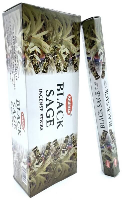 Encens Krishan Sauge Noire - Boîte de 6 paquets de 20g