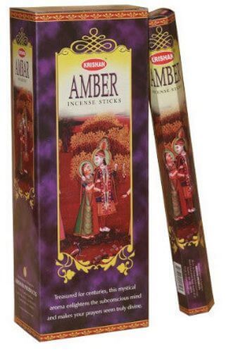 Encens Krishan Ambre - Boîte de 6 paquets de 20g