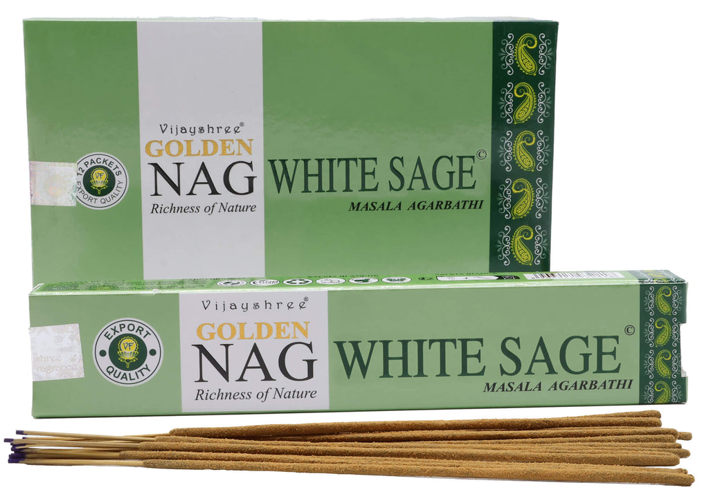 Encens Golden Nag Sauge Blanche - Boîte de 12 Paquets de 15g