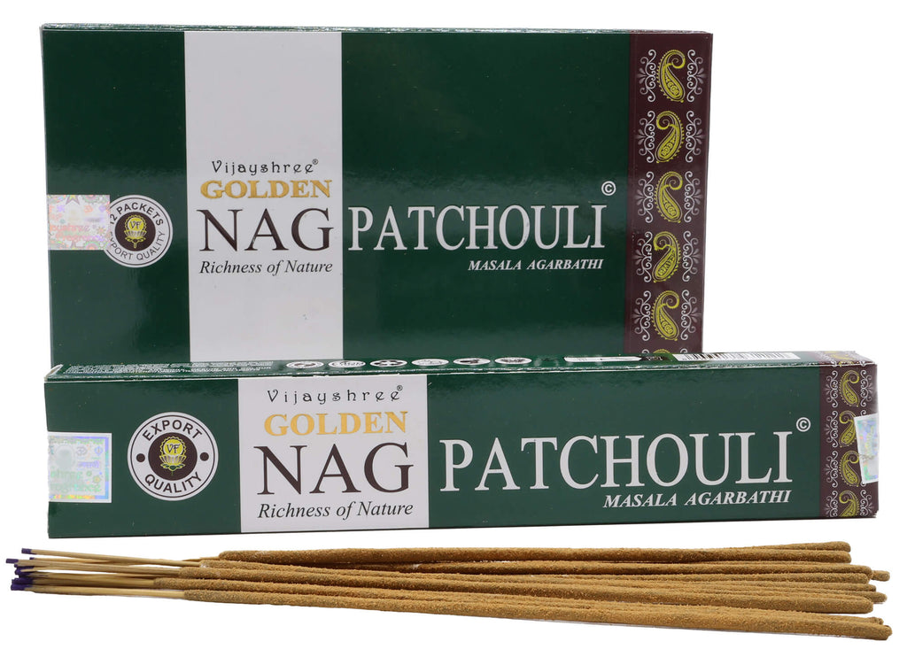 Encens Golden Nag Patchouli - Boîte de 12 Paquets de 15g