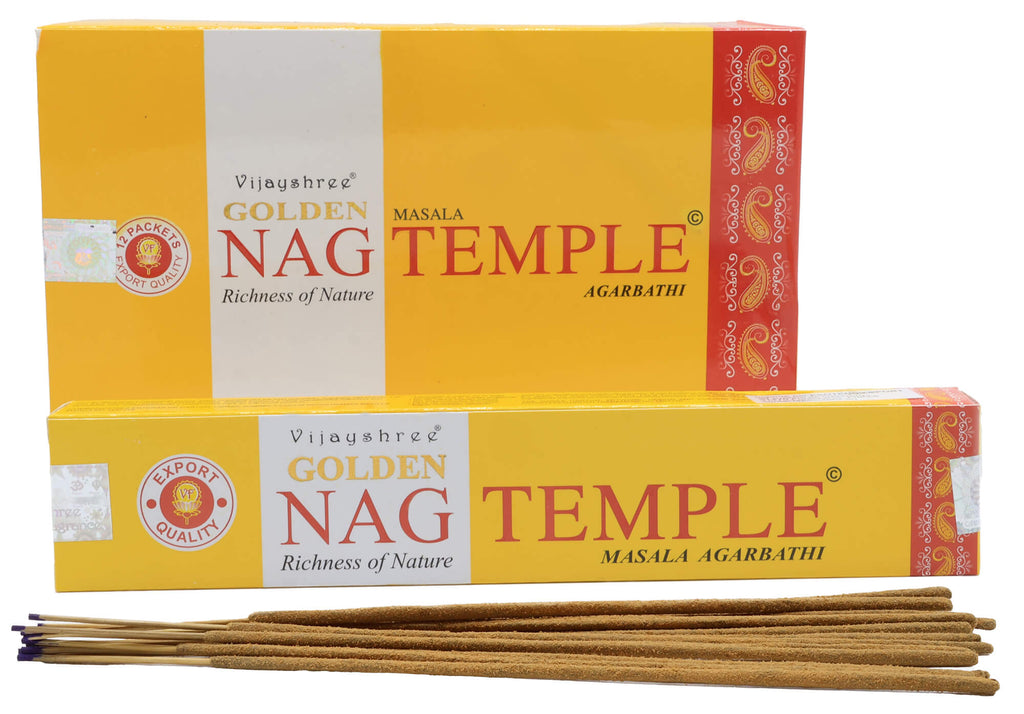 Encens Golden Nag Temple - Boîte de 12 Paquets de 15g
