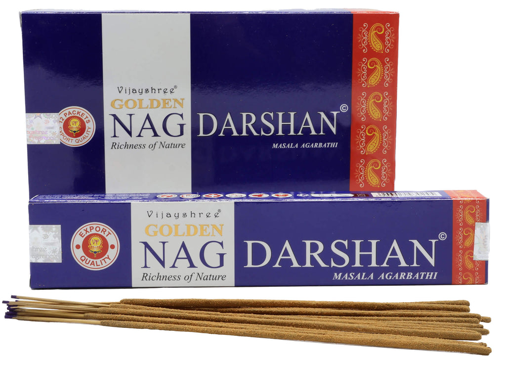 Encens Golden Nag Darshan - Boîte de 12 Paquets de 15g