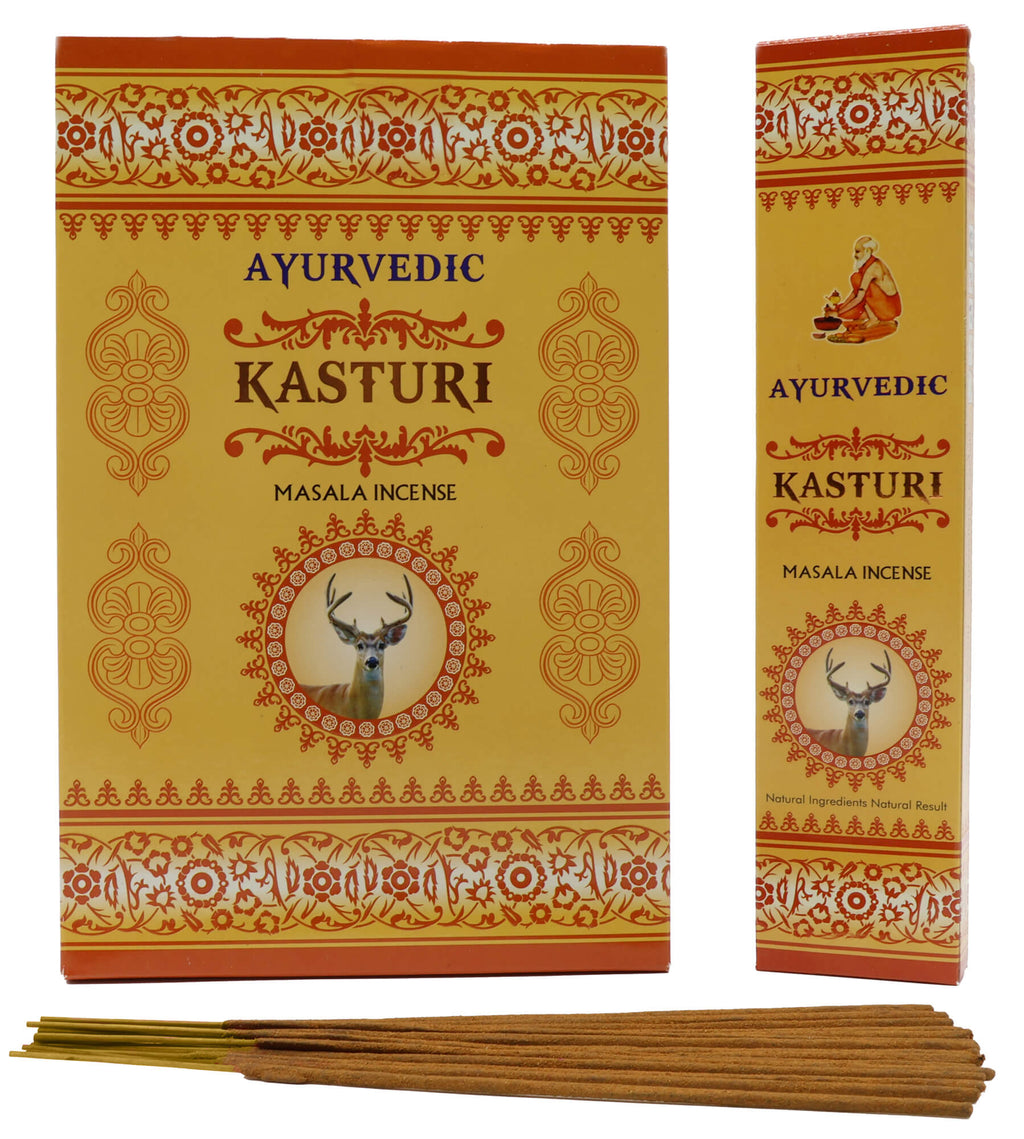 Encens Ayurvedic Kastoori boîte de 12 paquets de 15g