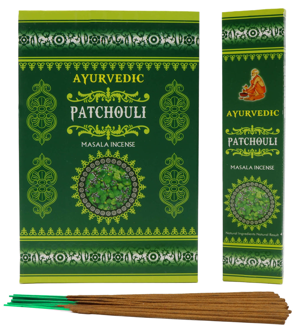 Encens Ayurvedic Patchouli - Boîte de 12 Paquets de 15g
