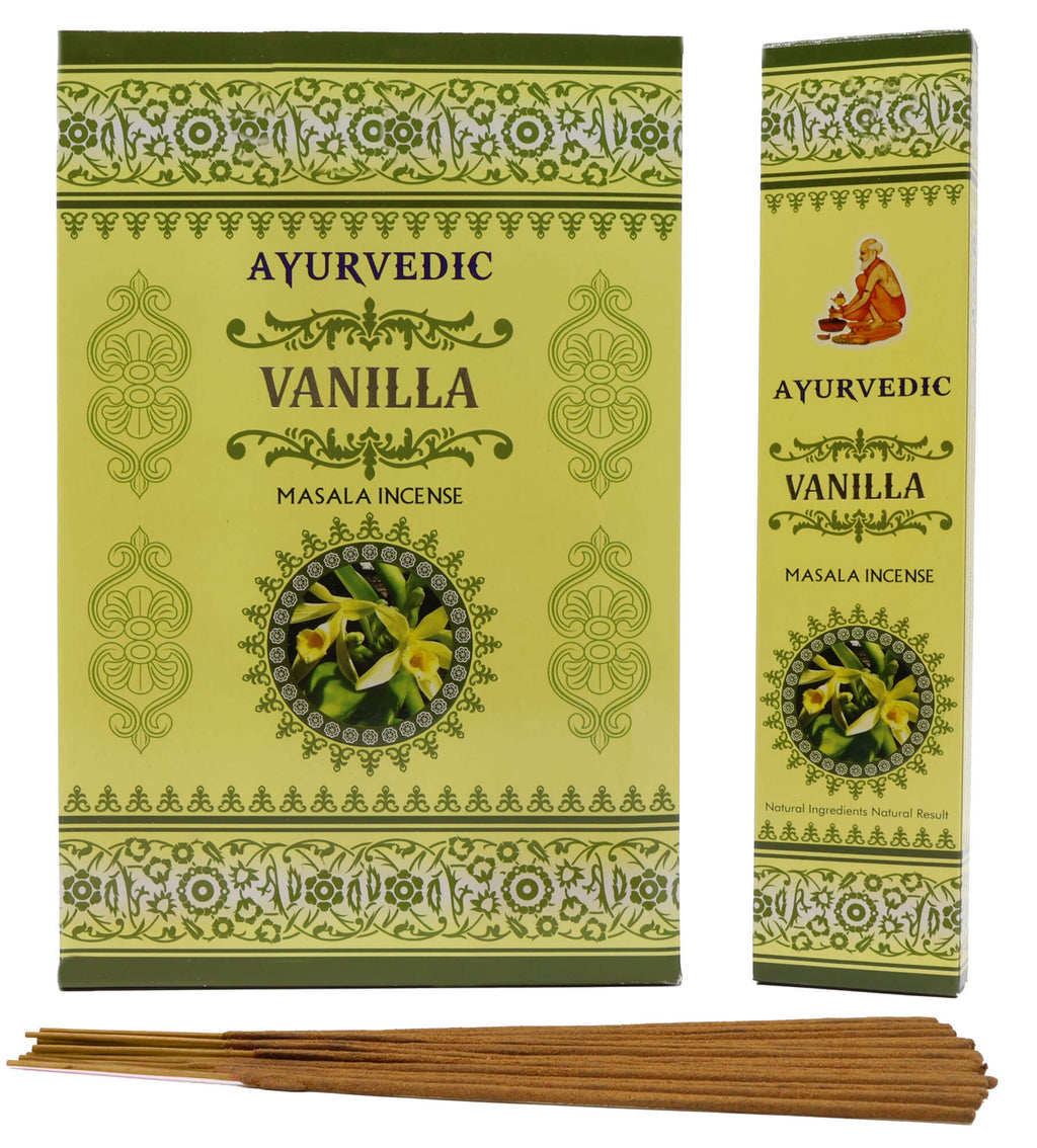 Encens Ayurvedic Vanille - Boîte de 12 Paquets de 15g