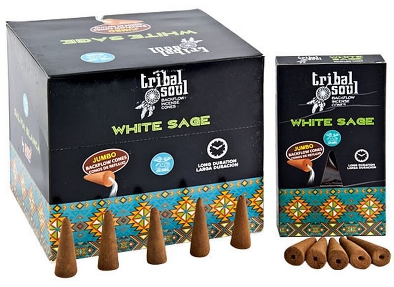 Backflow Cônes XL Tribal Soul Sauge Blanche 12 boîtes de 10 cônes