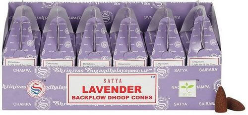 Backflow Cônes Satya Lavande 6 boîtes de 24 cônes