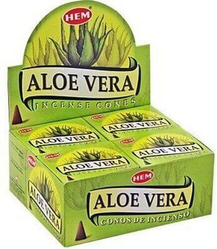 Encens HEM Cônes Aloe Vera Boîte de 12 paquets de 10 cônes