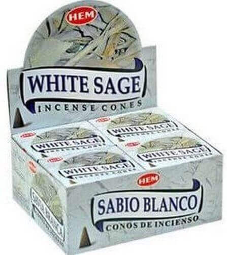 Encens HEM Cônes Sauge Blanche boîte de 12 paquets de 10 cônes