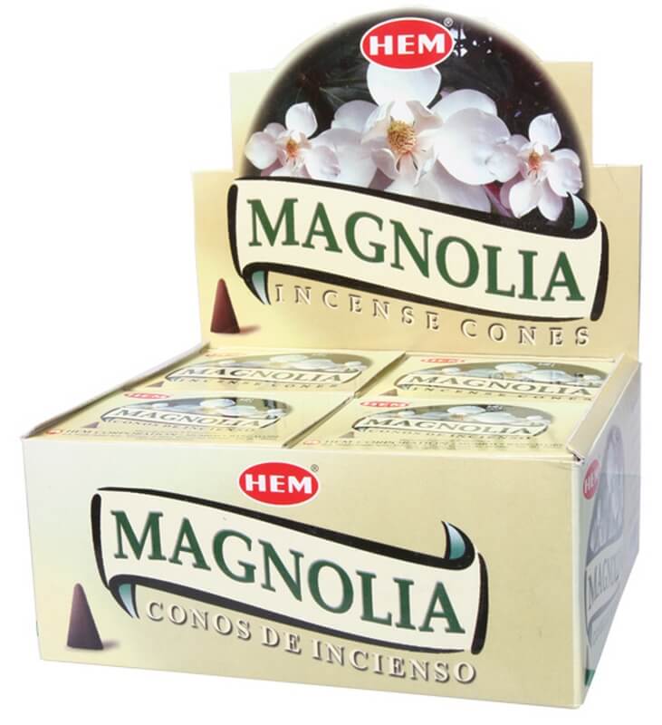 Encens HEM Cônes Magnolia boîte de 12 paquets de 10 cônes