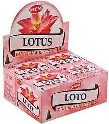 Encens HEM Cônes Lotus boîte de 12 paquets de 10 cônes