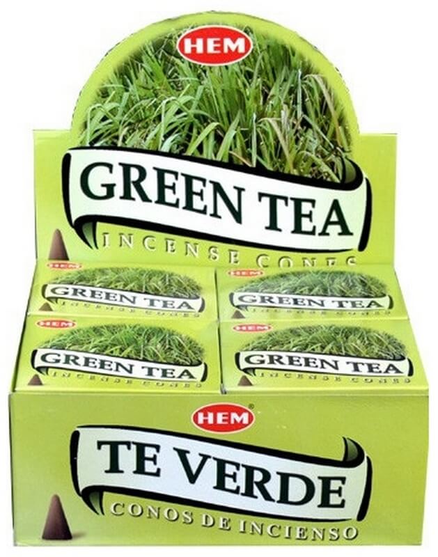 Encens HEM Cônes Thé Vert boîte de 12 paquets de 10 cônes