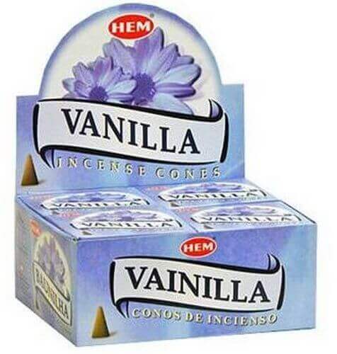 Encens HEM Cônes Vanille boîte de 12 paquets de 10 cônes