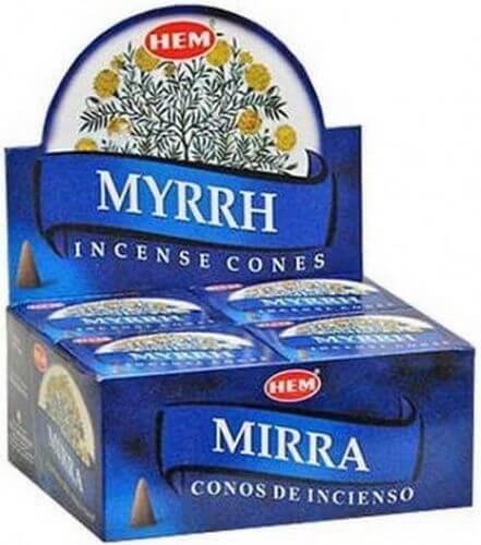 Encens HEM Cônes Myrrhe boîte de 12 paquets de 10 cônes