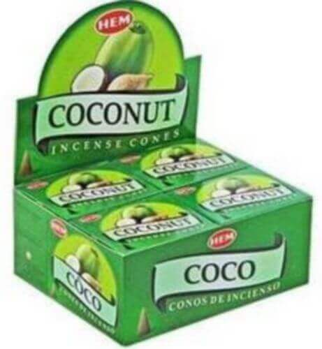 Encens HEM Cônes Noix de Coco boîte de 12 paquets de 10 cônes