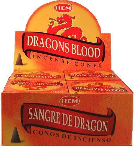 Encens HEM Cônes Sang de Dragon boîte de 12 paquets de 10 cônes