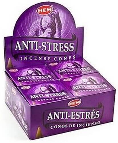 Encens HEM Cônes Anti-Stress boîte de 12 paquets de 10 cônes