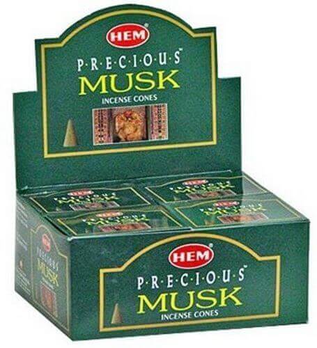 Encens HEM Cônes Precious Musk boîte de 12 paquets de 10 cônes