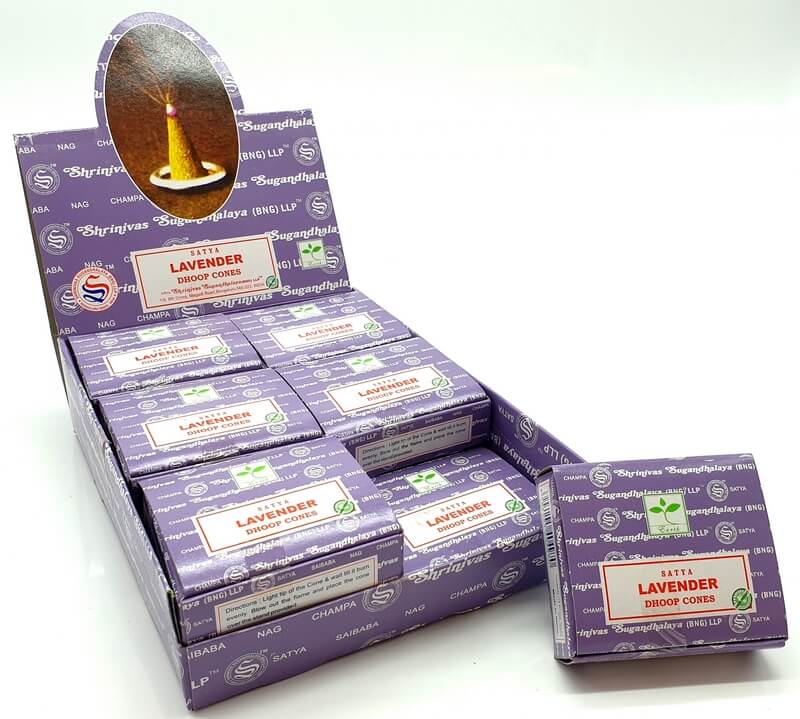 Encens Satya Cônes Lavande - Boîte de 12 Paquets
