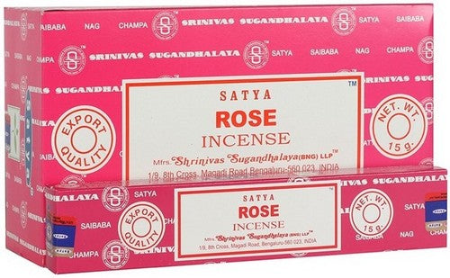Encens Satya Rose Boîte de 12 paquets de 15g
