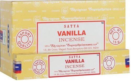Encens Satya Vanille Boîte de 12 paquets de 15g