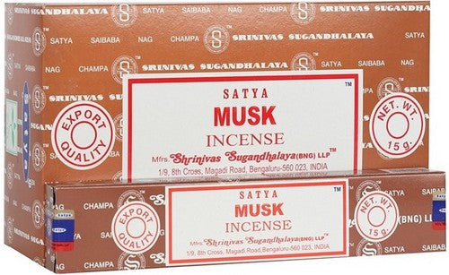 Encens Satya Musc Boîte de 12 paquets de 15g