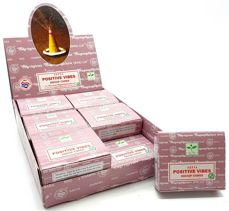 Encens Satya Cônes Positive Vibes - Boîte de 12 Paquets