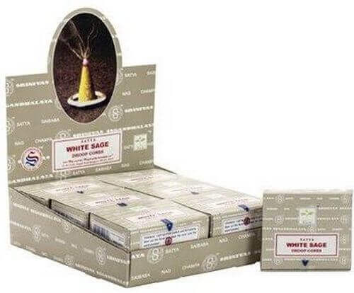 Encens Satya Cônes Sauge Blanche - Boîte de 12 Paquets