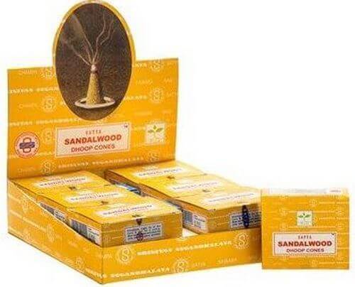 Encens Satya Cônes Santal - Boîte de 12 Paquets