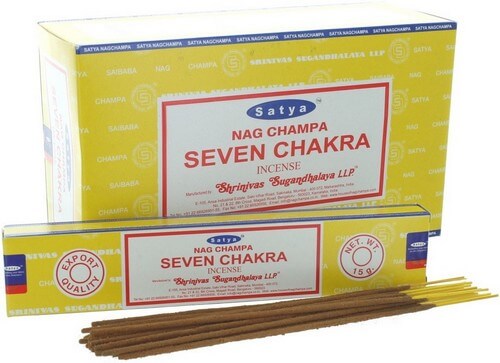 Encens Satya Sept Chakras Boîte de 12 paquets de 15g