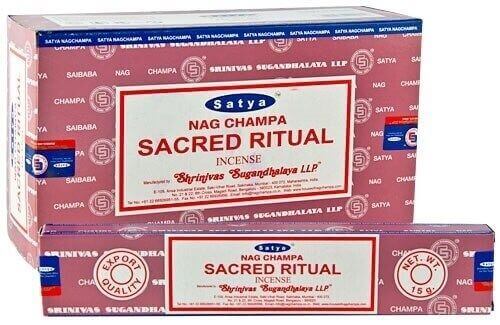 Encens Satya Rituel Sacré Boîte de 12 paquets de 15g