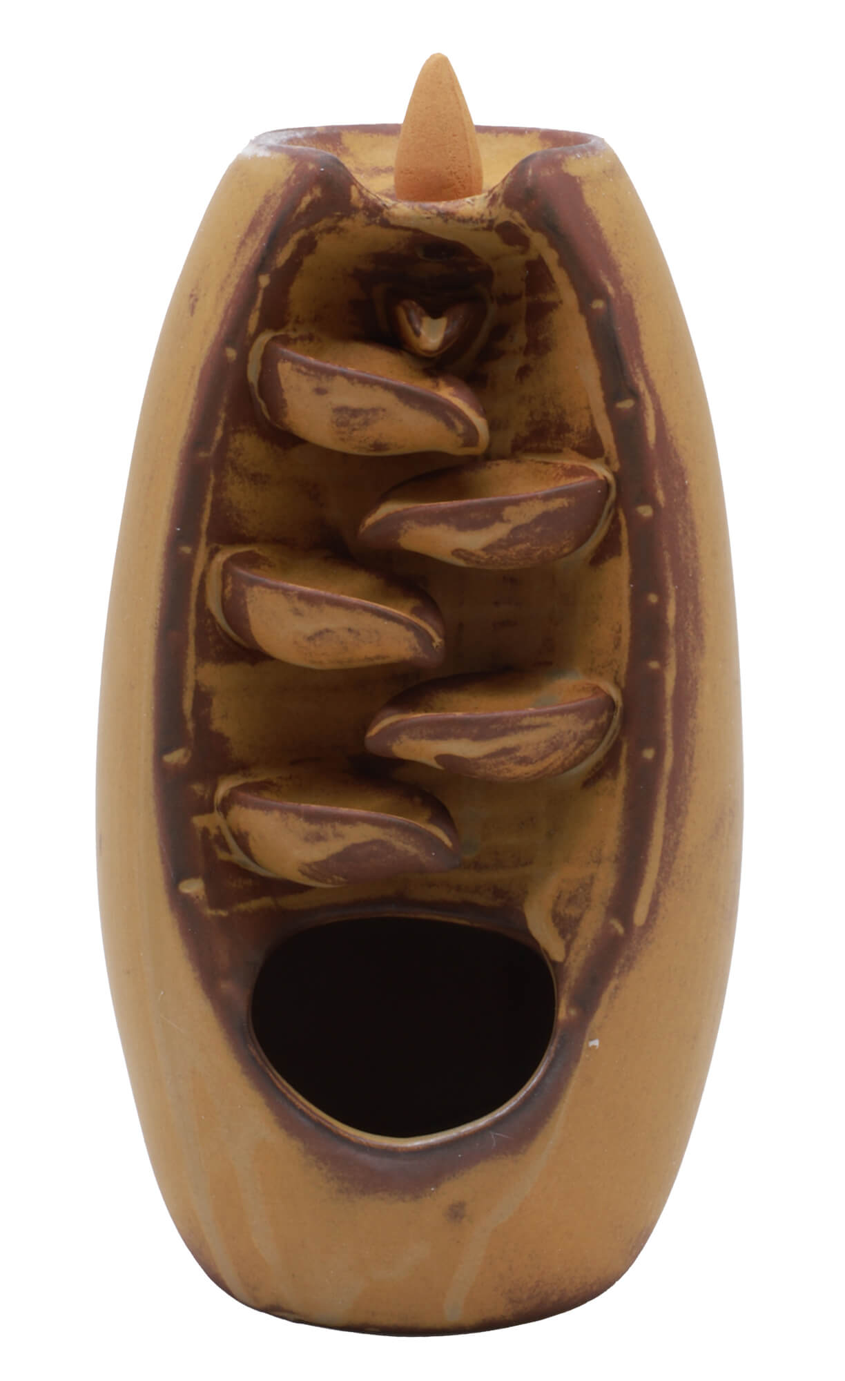 Porte-Encens Backflow Cascade Chinoise Marron 20cm