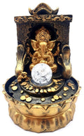 Fontaine Résine Ganesh Doré sur Autel 29cm