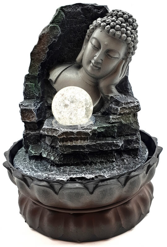 Fontaine Résine Tête de Bouddha Couché 28cm