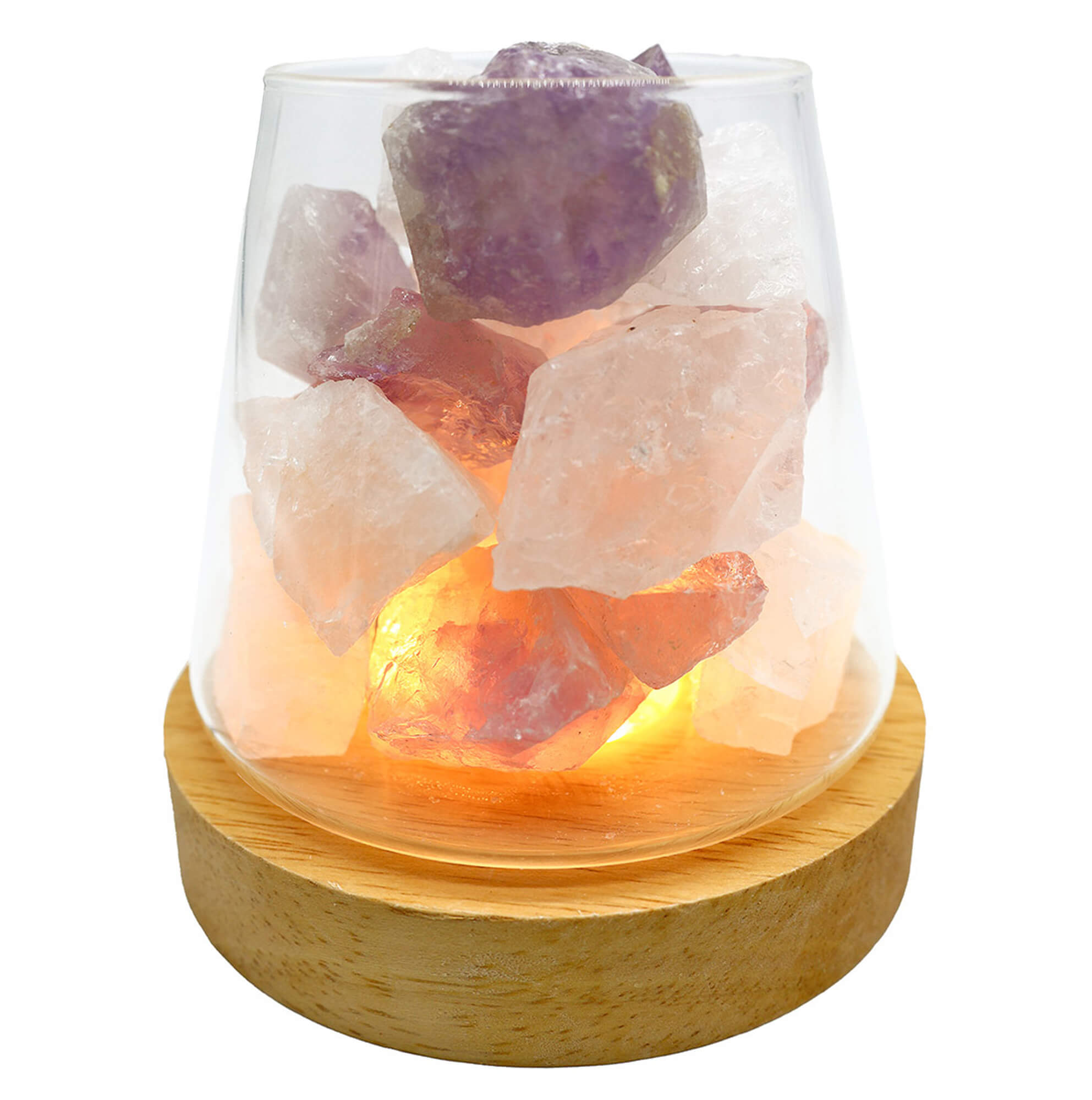 Lampe Diffuseur Améthyste + Cristal de Roche 10cm